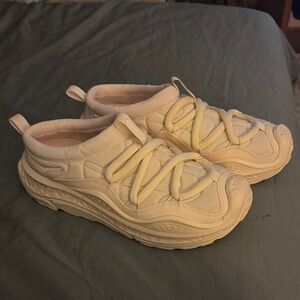 Hoka One One Cream Quilted Sneakers